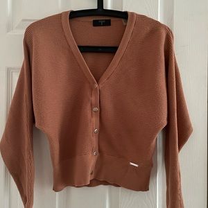 Tahari size XS rosey brown cardigan sweater